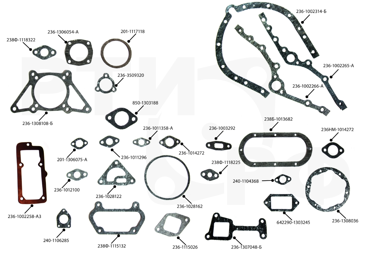7511-1000001-06У Комплект прокладок для двигателя ЯМЗ-7511, 238БЕ,ДЕ (общая ГБЦ) полный, КАМРТИ